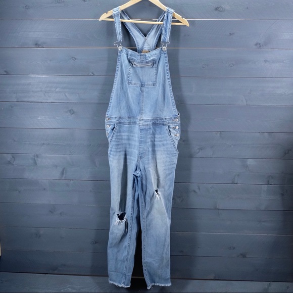 American Eagle Outfitters Denim - AMERICAN EAGLE Distressed Frayed Denim Overalls L